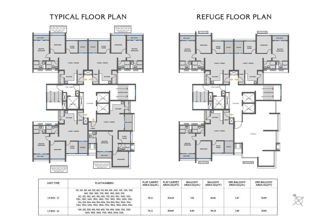 The Reserve Phase 1 Vyana 2 BHK Floor Plan