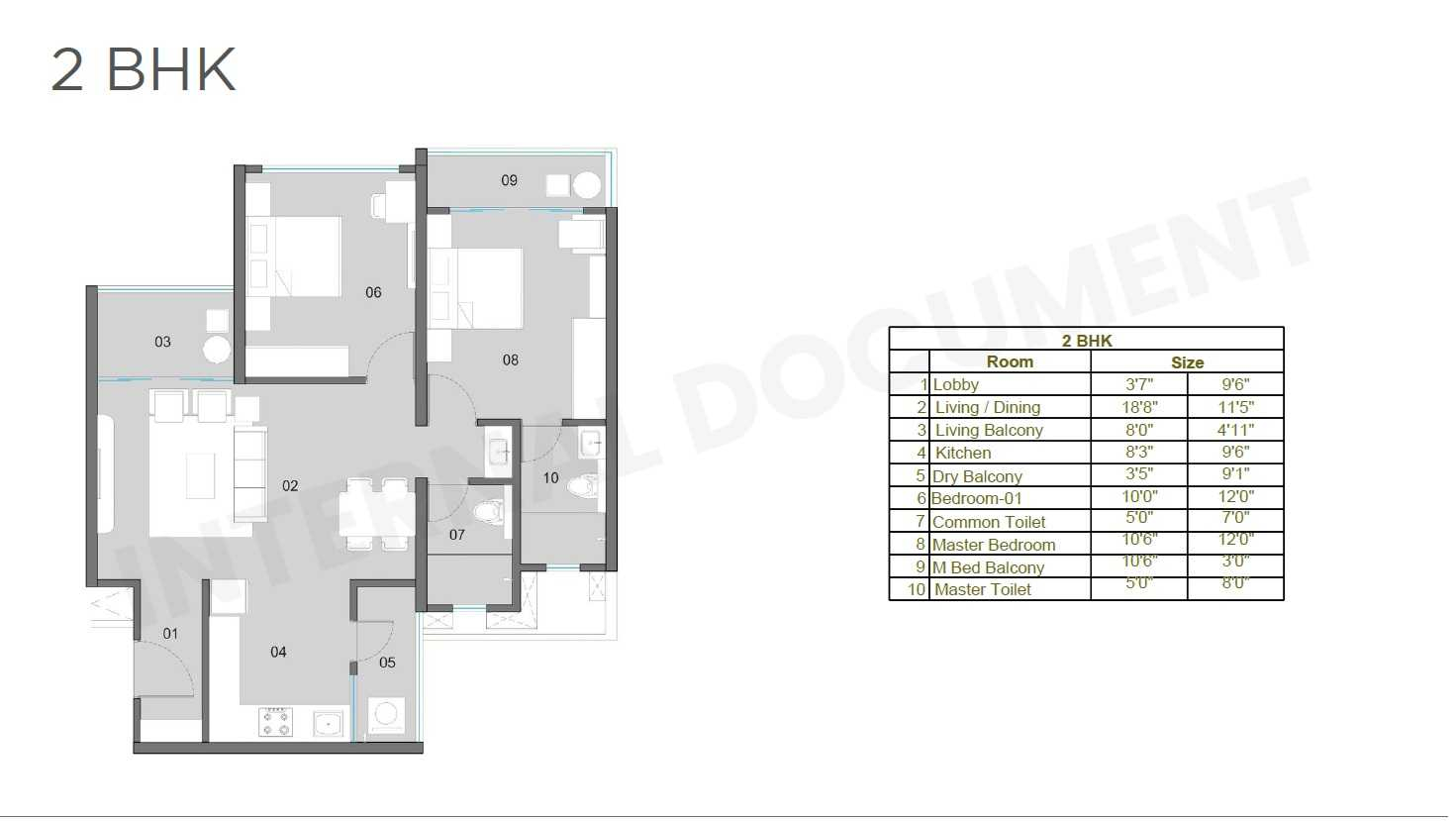 The Reserve Phase 1 Vyana 2 BHK Unit Plan