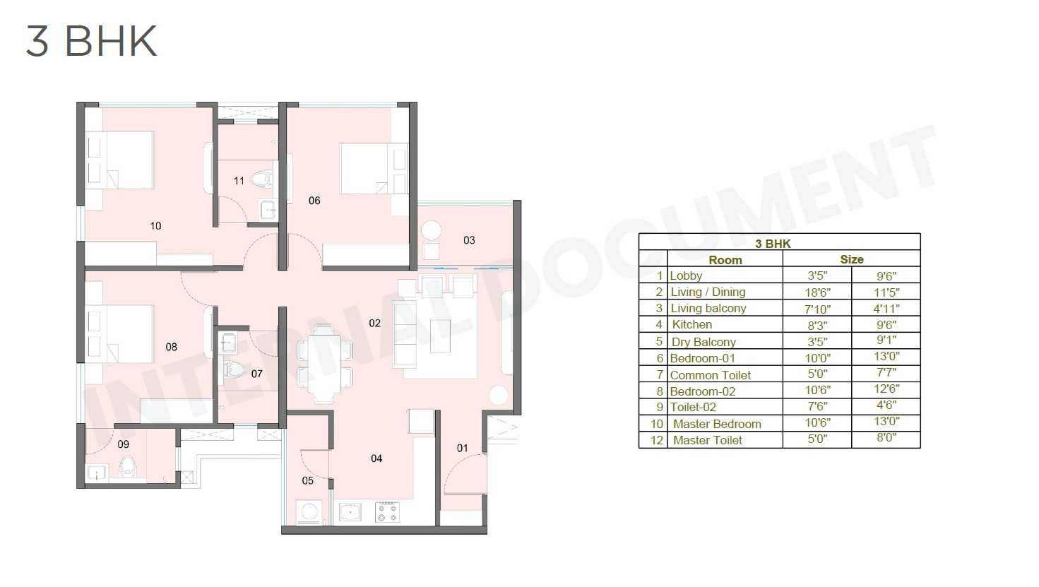 The Reserve Phase 1 Vyana 3 BHK Unit Plan